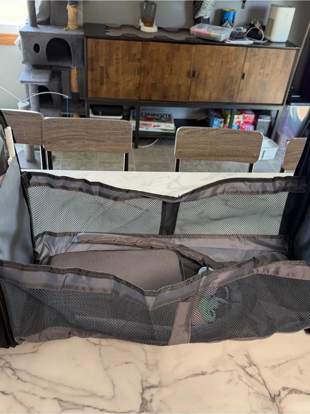 Black Quilted Diaper Bag with Leather Accents